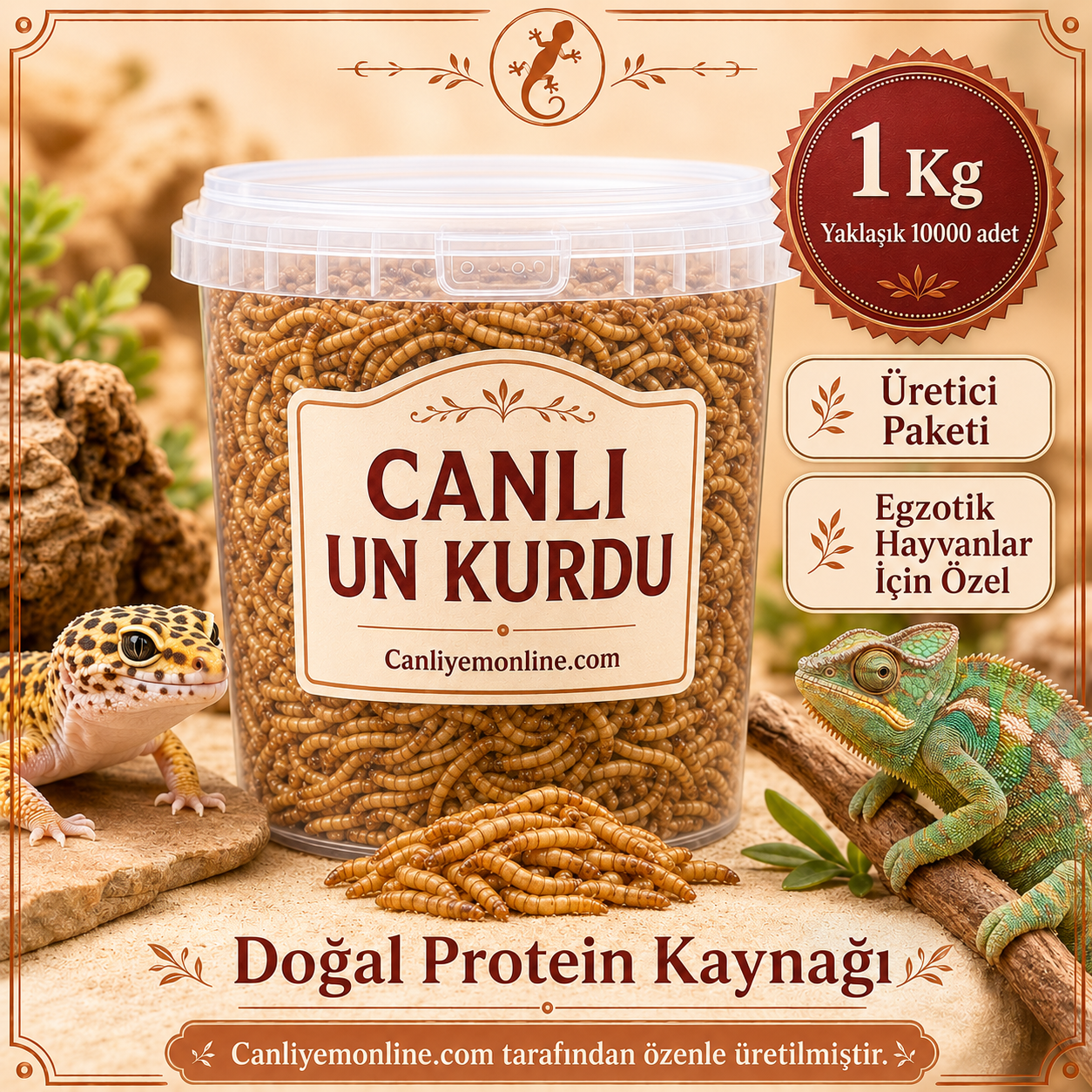 KOÇLAR Canlı Yem | Egzotik Hayvanlar İçin | Un Kurdu | 1 KG Yaklaşık 10000 Ad.