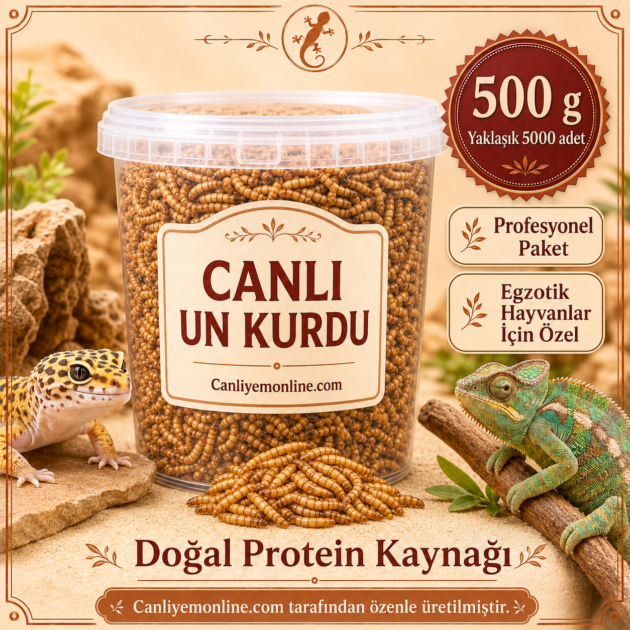KOÇLAR Canlı Yem | Egzotik Hayvanlar İçin | Un Kurdu | 500 Gr Yaklaşık 5000 Ad.