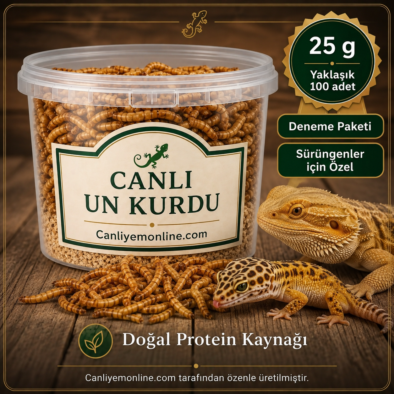 KOÇLAR Canlı Yem | Un Kurdu | Sürüngenler İçin | 25 Gr Yaklaşık 250 Ad.