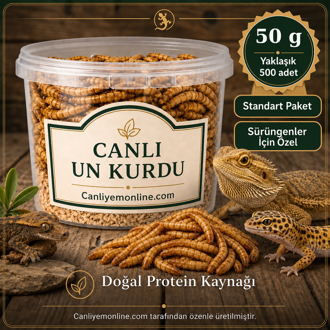 KOÇLAR Canlı Yem | Un Kurdu | Sürüngenler İçin | 50 Gr Yaklaşık 500 Ad.