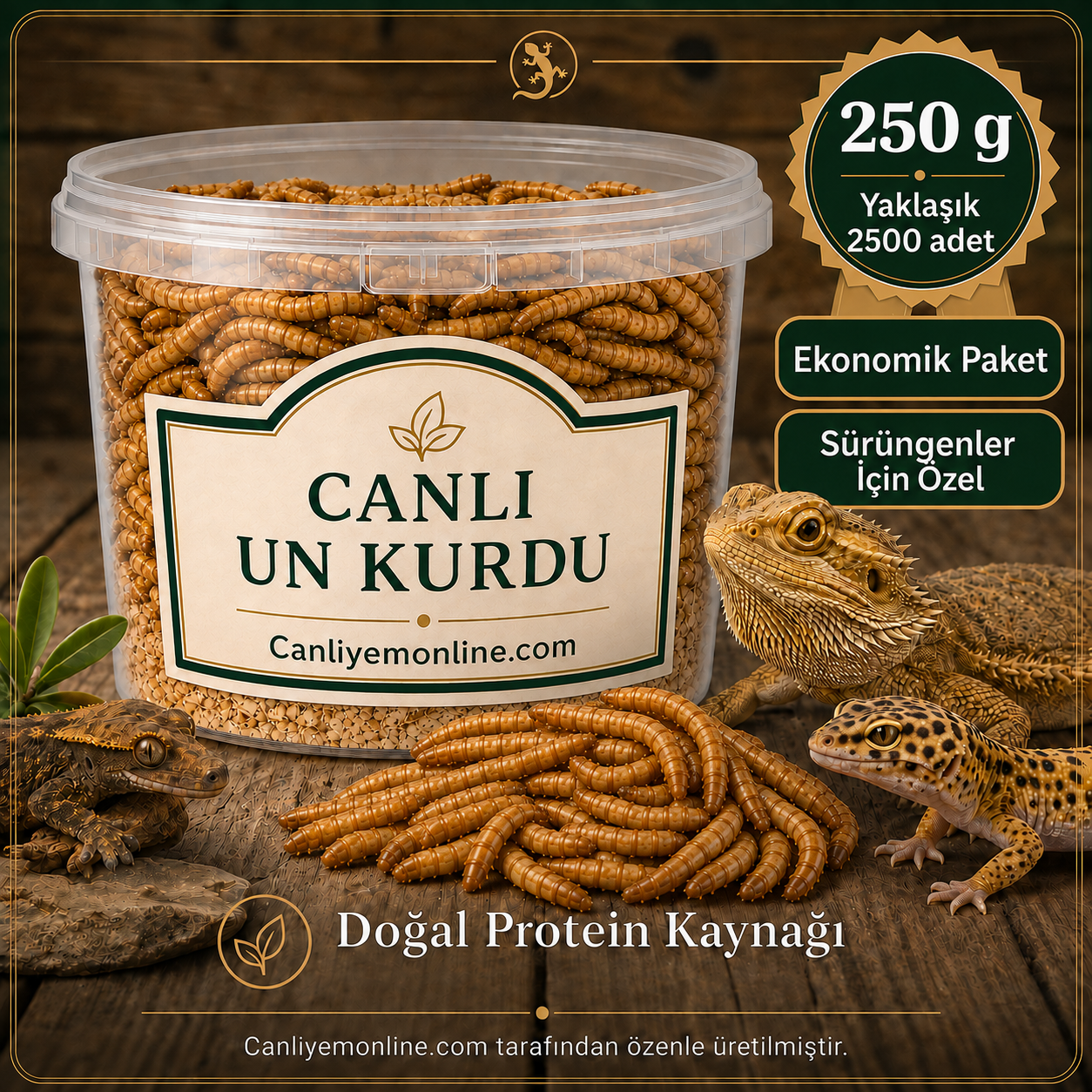 KOÇLAR Canlı Yem | Un Kurdu | Sürüngenler İçin | 250 Gr Yaklaşık 2500 Ad.