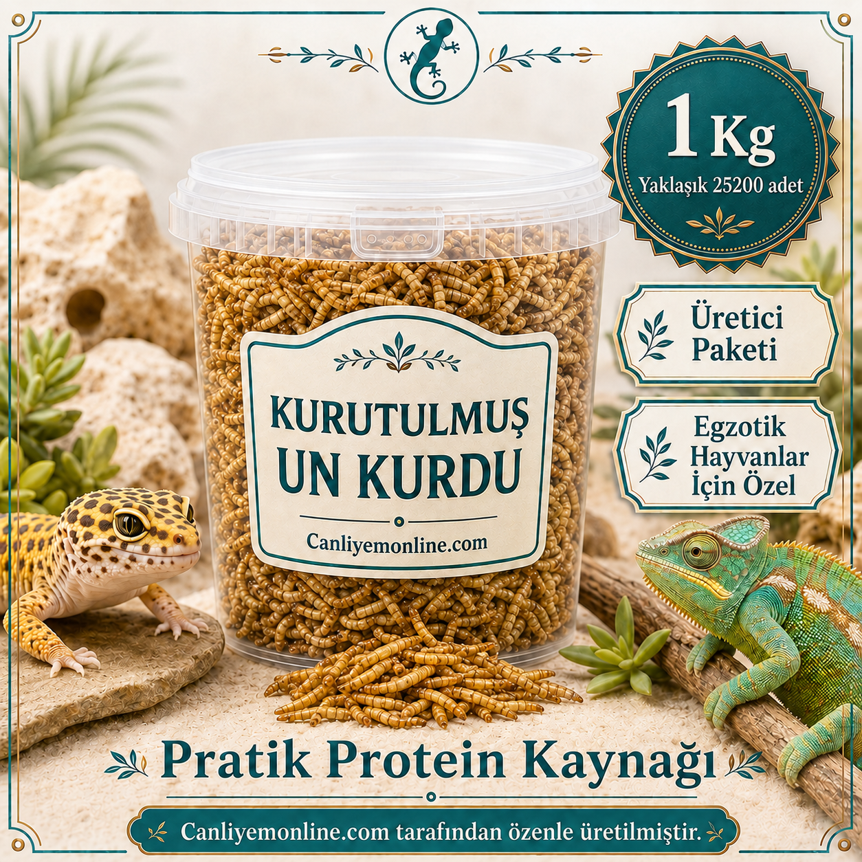 KOÇLAR Kurutulmuş Un Kurdu | Egzotik Hayvanlar İçin | 1 Kilo Yaklaşık 25200 Ad.