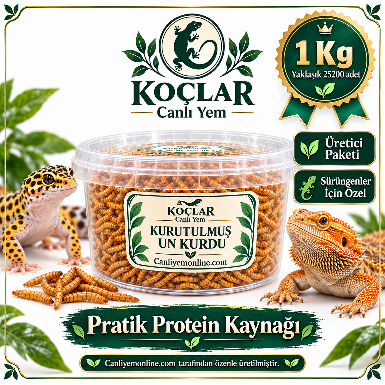 KOÇLAR Amfibiler İçin Kurutulmuş Yem |  1 Kg Yaklaşık 25200 Ad.