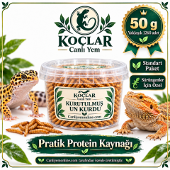 KOÇLAR Sürüngenler İçin Kurutulmuş Yem Un Kurdu 50 Gr - Yaklaşık 1260 Ad