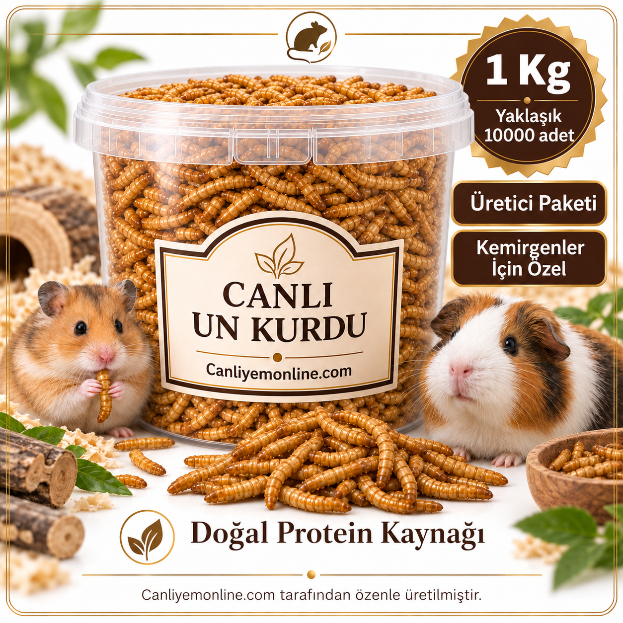 KOÇLAR Kemirgenler İçin Canlı Yem Un Kurdu 1 Kg - Yaklaşık 10000 Adet