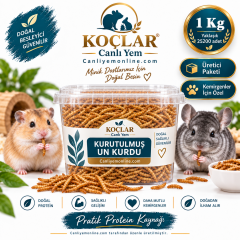 KOÇLAR Kemirgenler İçin Kurutulmuş Yem Un Kurdu 1 Kg - Yaklaşık 25200 Adet
