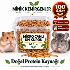 Minik Kemirgenler İçin Mikro Canlı Un Kurdu 1-1.5 cm | 100 Adet